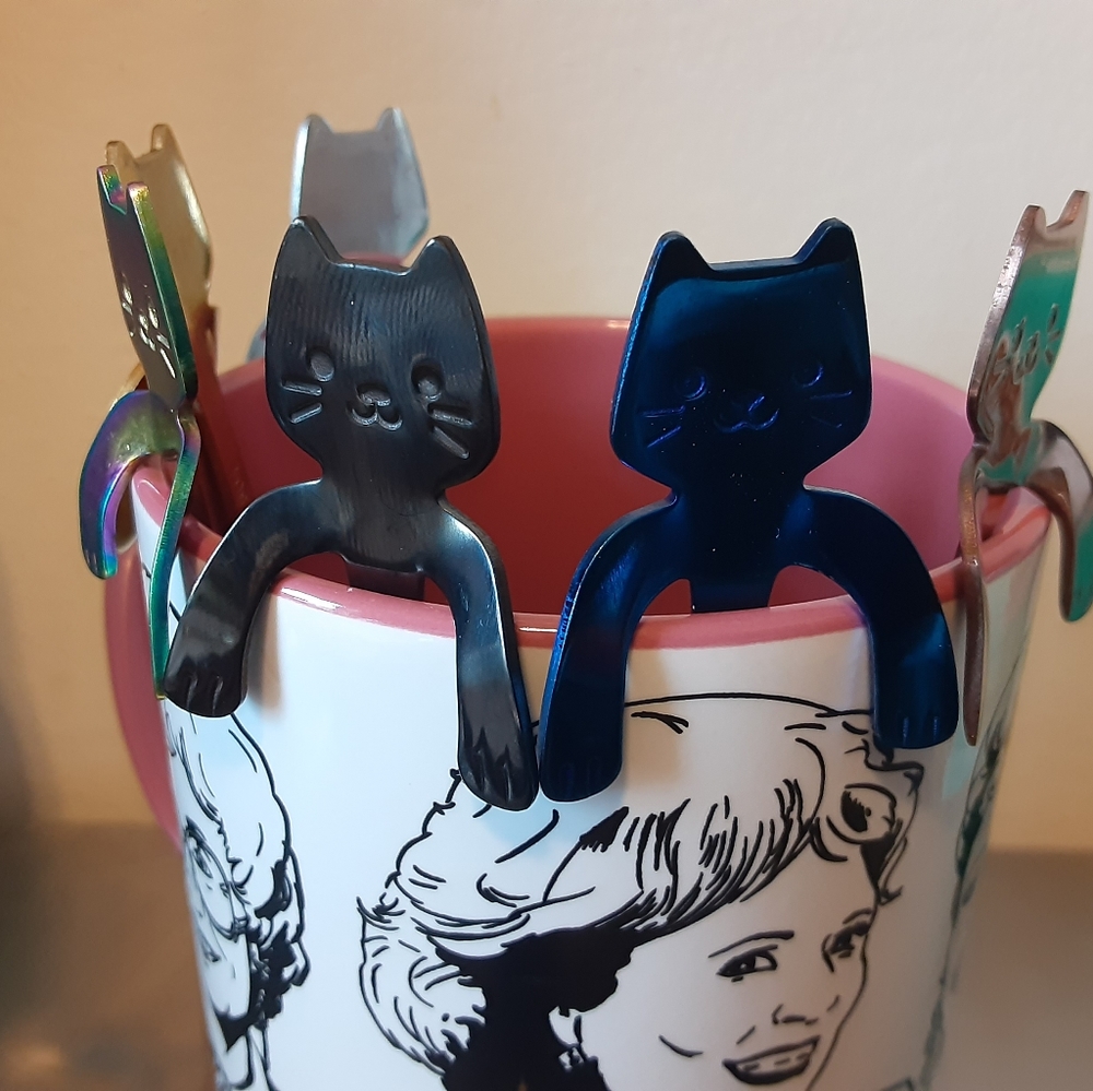 Adorable Cat Spoons- Multi Color- 6 Pieces